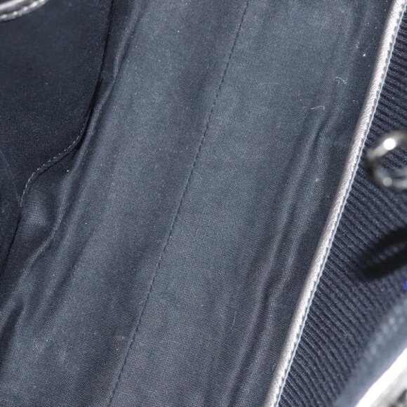 BURBERRY Blue Label Hand Bag Canvas Black Silver Auth - Picture 10 of 16